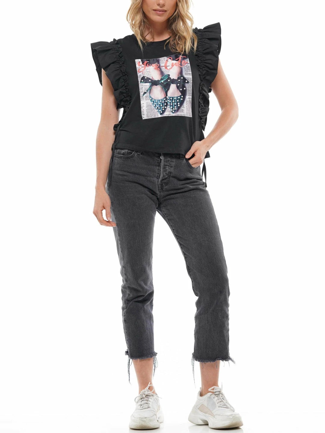 Why Dress Shoe Patch Frill Shirring Top TOPS 10 Why Dress Shoe Patch Frill Shirring Top TOPS