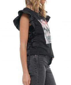 Why Dress Shoe Patch Frill Shirring Top TOPS 15 Why Dress Shoe Patch Frill Shirring Top TOPS