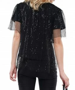 Why Dress Sequin Mesh Top BLOUSES 8 Why Dress Sequin Mesh Top BLOUSES