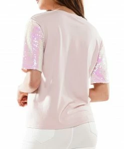 Why Dress TOPS Sequin Sleeve Screen Printed T-shirt 8 Why Dress TOPS Sequin Sleeve Screen Printed T-shirt