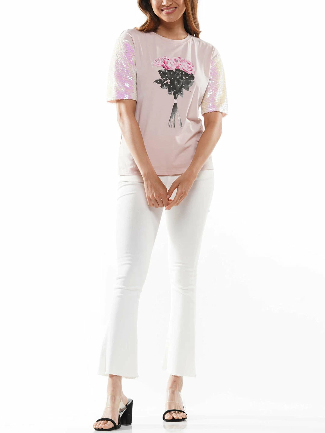 Why Dress TOPS Sequin Sleeve Screen Printed T-shirt 6 Why Dress TOPS Sequin Sleeve Screen Printed T-shirt