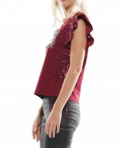 Why Dress TOPS 'Love' Shirred Frill Top