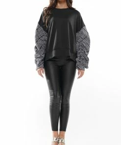 Why Dress Tweed Sleeve Sweater(plus Size) TOPS 9 Why Dress Tweed Sleeve Sweater(plus Size) TOPS