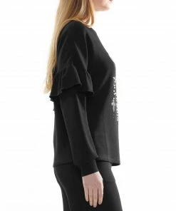 Why Dress Rhinestone Ruffle Sleeve Top