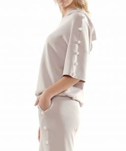 Why Dress Pearl Trim Short Sleeve Hoodie