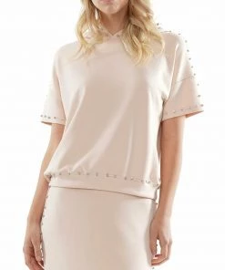 WHY DRESS Sales 7 Why Dress Gem Stone Embellished Short Sleeve Hoodie