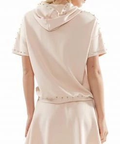 Why Dress Gem Stone Embellished Short Sleeve Hoodie
