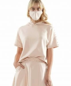 Why Dress Gem Stone Embellished Short Sleeve Hoodie