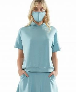 Why Dress Gem Stone Embellished Short Sleeve Hoodie