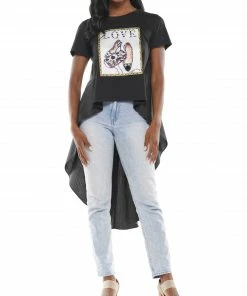 Why Dress TOPS 'LOVE' Shoe Patch High-low Top