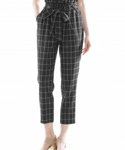 Why Dress Check Pattern High Waist Pants BOTTOMS