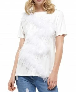 Why Dress TOPS Ostrich Feather T-shirt