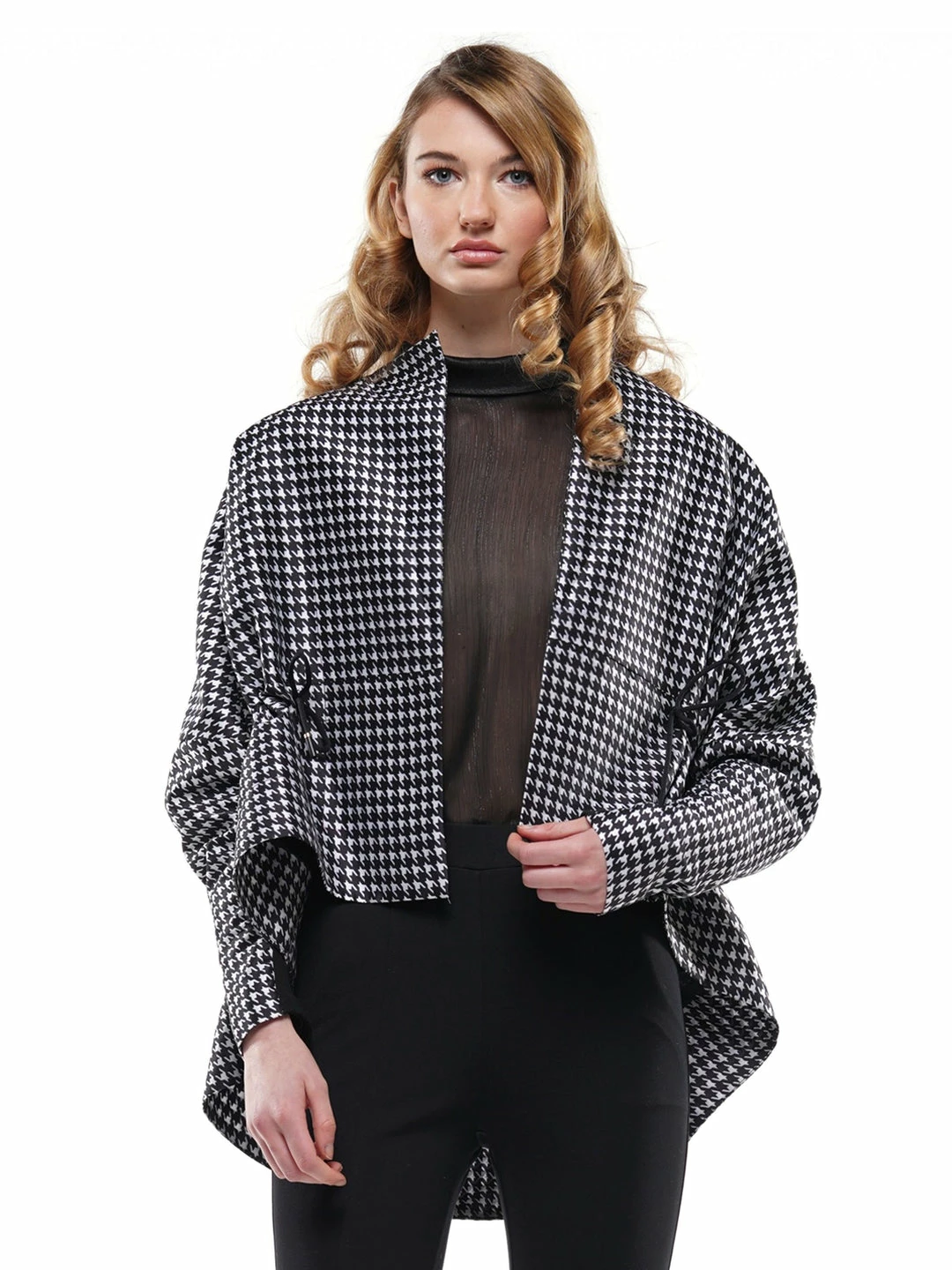 Why Dress OUTERWEAR HOUNDSTOOTH PATTERN KNIT ELBOW PATCHES JACKET 3 Why Dress OUTERWEAR HOUNDSTOOTH PATTERN KNIT ELBOW PATCHES JACKET