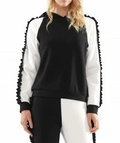 Why Dress Color Block Frill Hem Hoodie