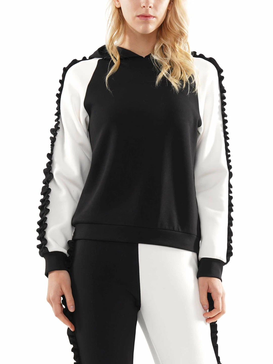 Why Dress Color Block Frill Hem Hoodie 3 Why Dress Color Block Frill Hem Hoodie