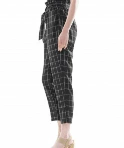 Why Dress Check Pattern High Waist Pants BOTTOMS