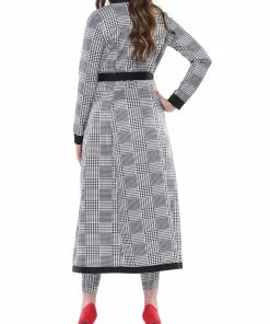 Why Dress Houndstooth Print Maxi Jacket