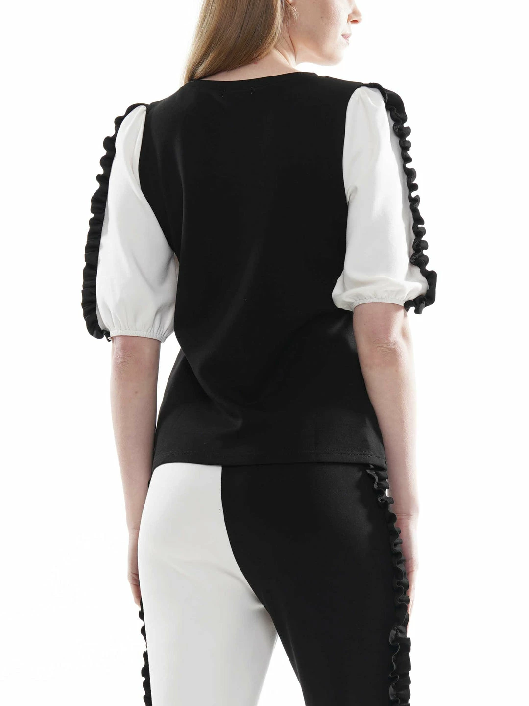 Why Dress NEW ARRIVALS Colorblock Short Sleeve Top With Frill Hem 5 Why Dress NEW ARRIVALS Colorblock Short Sleeve Top With Frill Hem