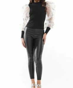 Why Dress Lettering Shirring Sleeve Top BLOUSES 9 Why Dress Lettering Shirring Sleeve Top BLOUSES