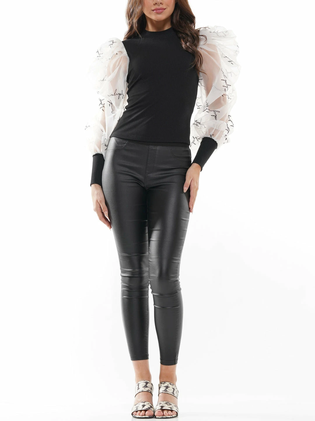 Why Dress Lettering Shirring Sleeve Top BLOUSES 6 Why Dress Lettering Shirring Sleeve Top BLOUSES