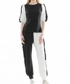 Why Dress NEW ARRIVALS Colorblock Short Sleeve Top With Frill Hem 9 Why Dress NEW ARRIVALS Colorblock Short Sleeve Top With Frill Hem