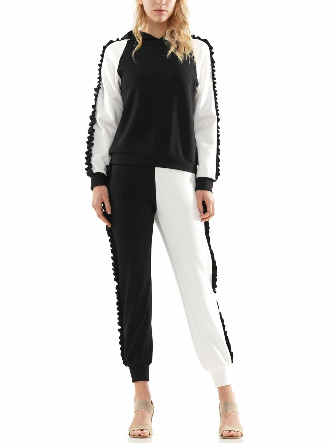 Why Dress NEW ARRIVALS Colorblock Joggers With Frill Hem 6 Why Dress NEW ARRIVALS Colorblock Joggers With Frill Hem